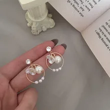 Милая груша дерево цветок лицо белые серьги женские корейские темперамент простой циркон серьги tide жемчужные аксессуары