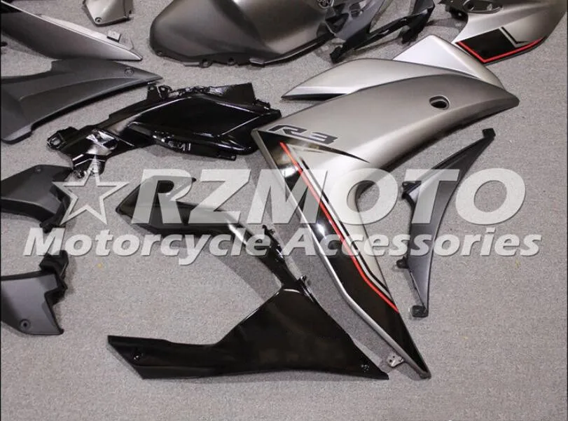 4 подарки ABS литьевая форма мотоцикл Обтекатели подходит для YAMAHA R3 R25- 15-19 Кузов Набор на заказ Серебряный серый черный