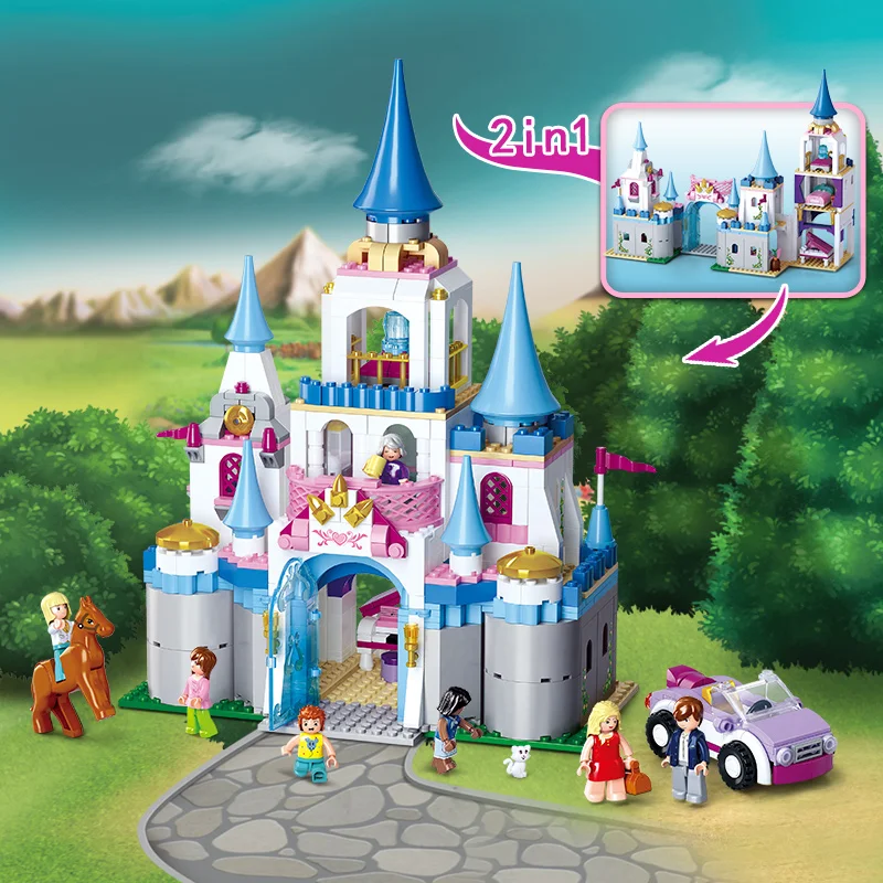 

New Sluban Building Bricks 815pcs Blocks Princess Cinderella Sapphire Castle Compatible Friends Education DIY Kit Gift Toys Girl