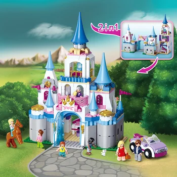 

New Sluban Building Bricks 815pcs Blocks Princess Cinderella Sapphire Castle Compatible Friends Education DIY Kit Gift Toys Girl