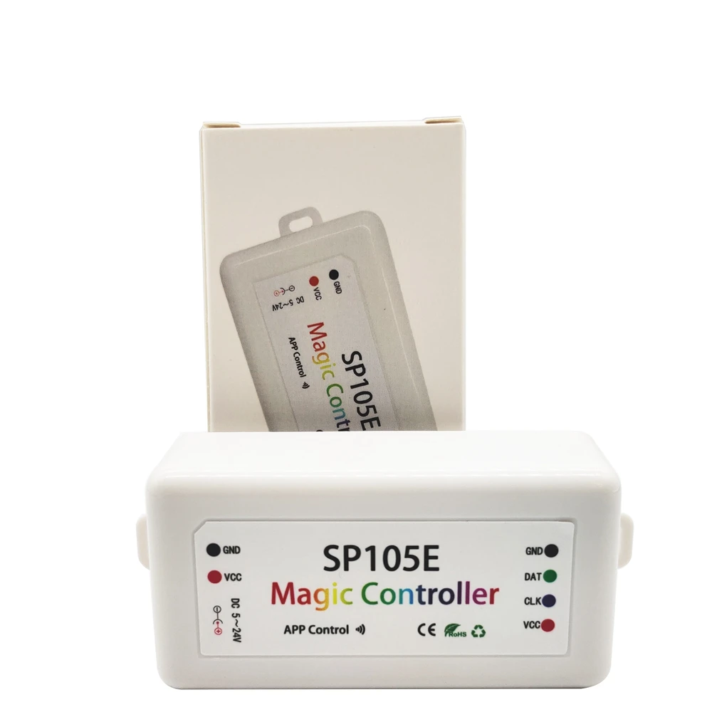

SP105E Wireless Bluetooth Controller APP WS2811 WS2812B WS2801 SK6812 APA102 Individually Addressable Programmable LED Strip Pix