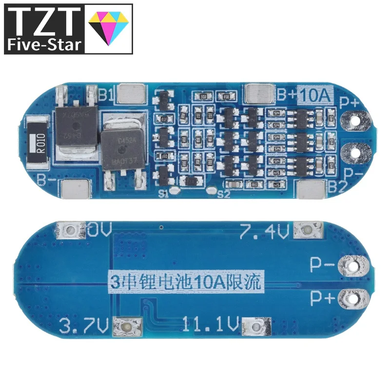 TZT 1/3PCS 3S 10A Li-Ion Lithium-Batterie 18650 Ladegerät-Schutzplatine 11,1V 12,6V – Detail 6