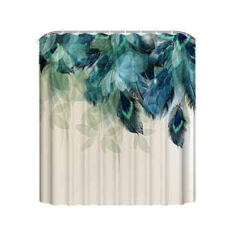 

Supplies Shower Curtain Set Bathroom Polyester Feather Print Waterproof