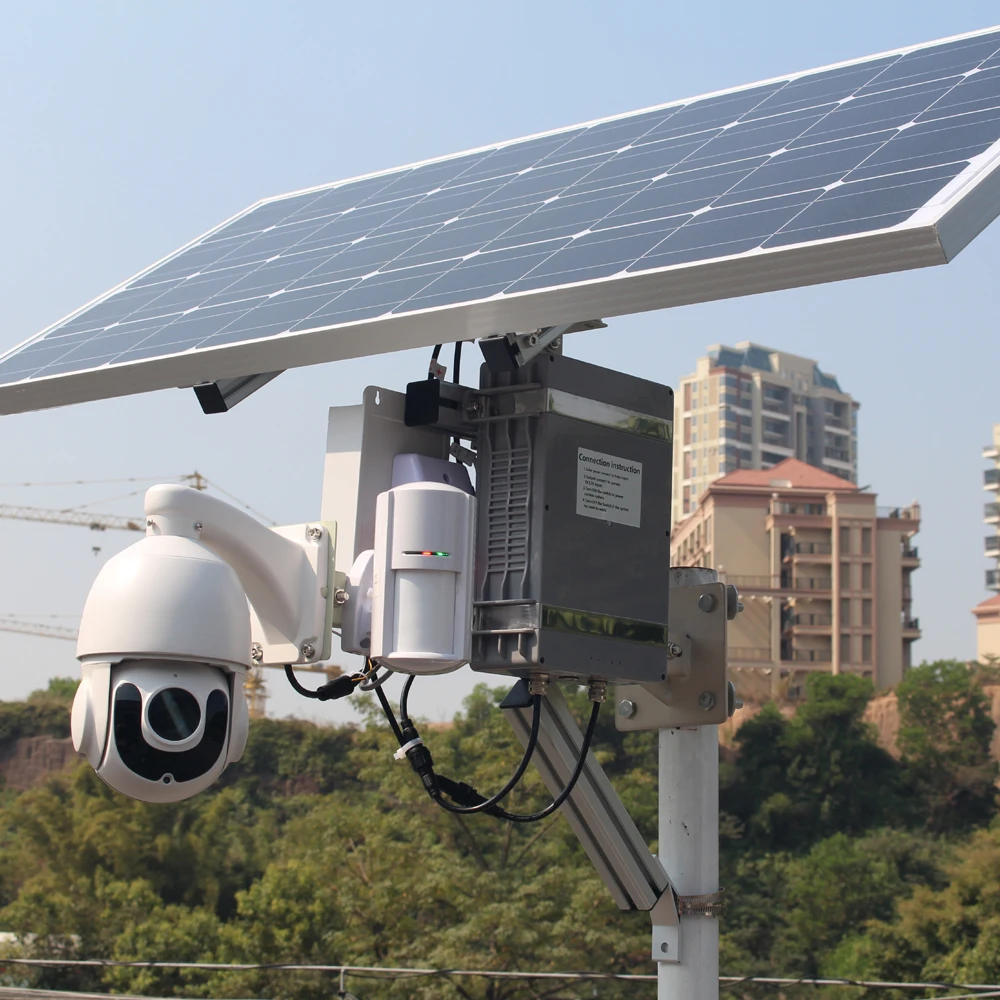 100w solar power camera 4G 3G gsm sim card slot outdoor wifi wireless ip ptz security cctv with PIR detector alarm 128G