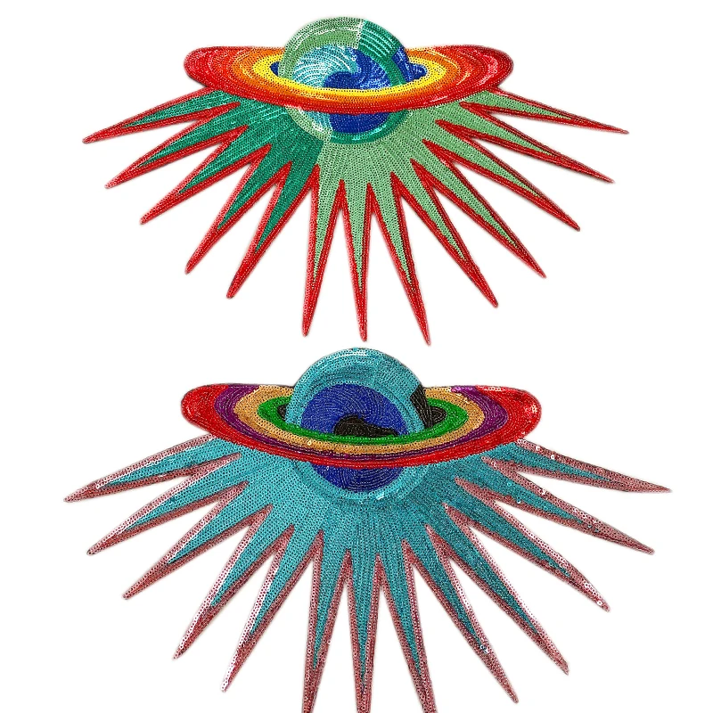 Description Picture 2 of itemSequins Alien spacecraft Badge Cloth Patch Sticker Clothing Accessories Iron on Patches for Clothing Wholesale Patches