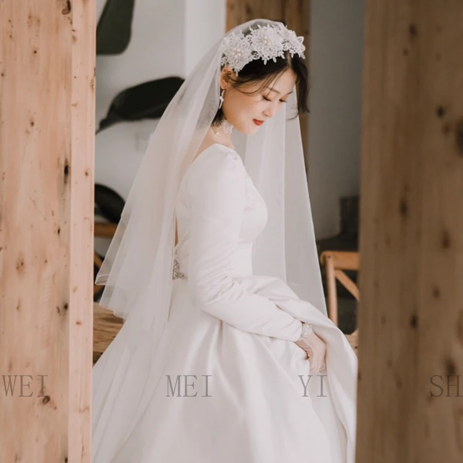 TOPQUEEN V73 Soft Veil Lace Wedding Veil Long with Comb