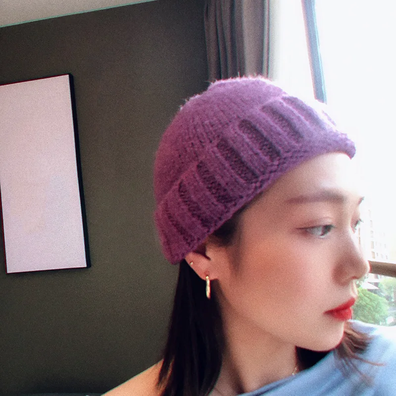 

2019 Winter Wild Solid Color Wool Hat Female Korean Version Of The Bright Color Temperament Knit Hat