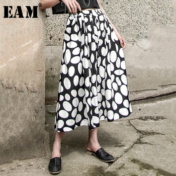 

[EAM] 2020 New Spring Summer High Elastic Waist Dot Pattern Personality Half-body Skirt Loose Big Size Women Fashion Tide JX581