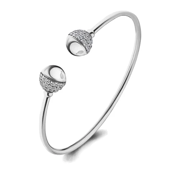 

Bracelet aquamarine hard with cubic zirconia, Silver 925