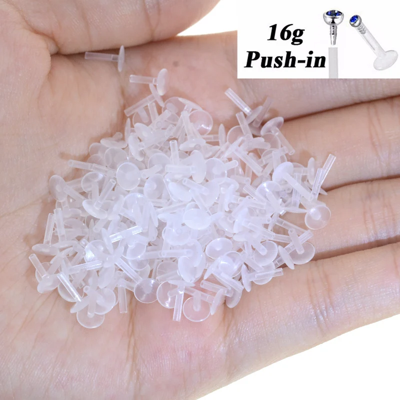 10-100Pcs 16G Anti-allergy Acrylic Base For Labret Lip Piercing Ring Earring  Internally Threaded Base Lip Piercing Body Jewelry