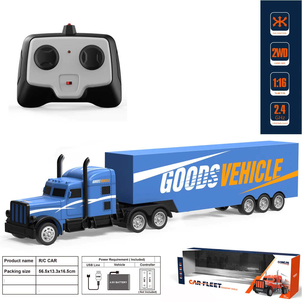 Blue Truck 2,4 г Модель автомобиля Моделирование Инженерная электронная зарядка через usb подарок Забавная детская игрушка автомобиль RC грузовик детский пульт дистанционного управления - Цвет: Blue Truck