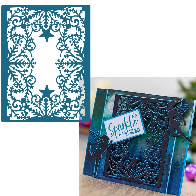 

Hollowed Snowflake-Pattern Frame Metal Cutting Die Magic Hollowed Frame Die Cuts For Card Making DIY New 2019 Crafts Cards