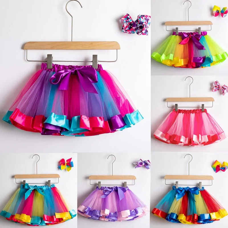 

Tutu Skirt Baby Girl Skirts 1 To 8 Years Princess Pettiskirt Party Dance Rainbow Tulle Skirts Girls Clothes Children Clothing
