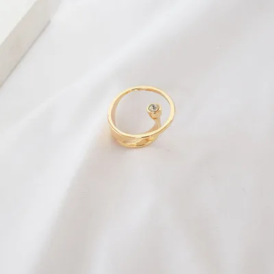 AOMU, Корея,, Модные металлические геометрические кольца для женщин, хрустальные стразы, круглые кольца для девушек, свадебные украшения