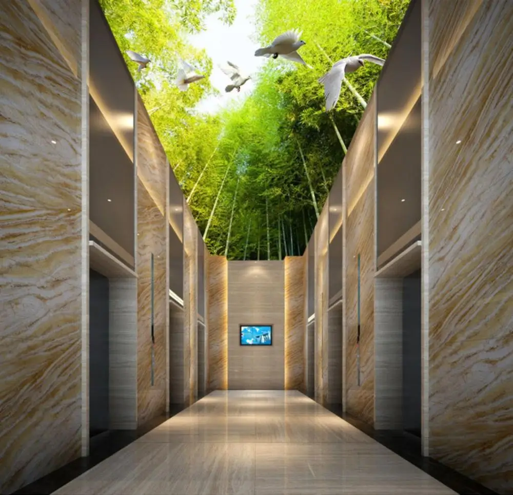 

3d murals wallpaper for living room 3D beautiful bamboo ceilings forest ceiling mural