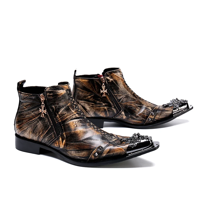 Мужские ботильоны из натуральной кожи в британском стиле; модные зимние ботинки с острым носком и заклепками в стиле панк; zapatos mujer; большие размеры 38-46
