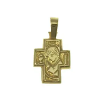 

Yellow gold cross for communion square with the Holy Chalice