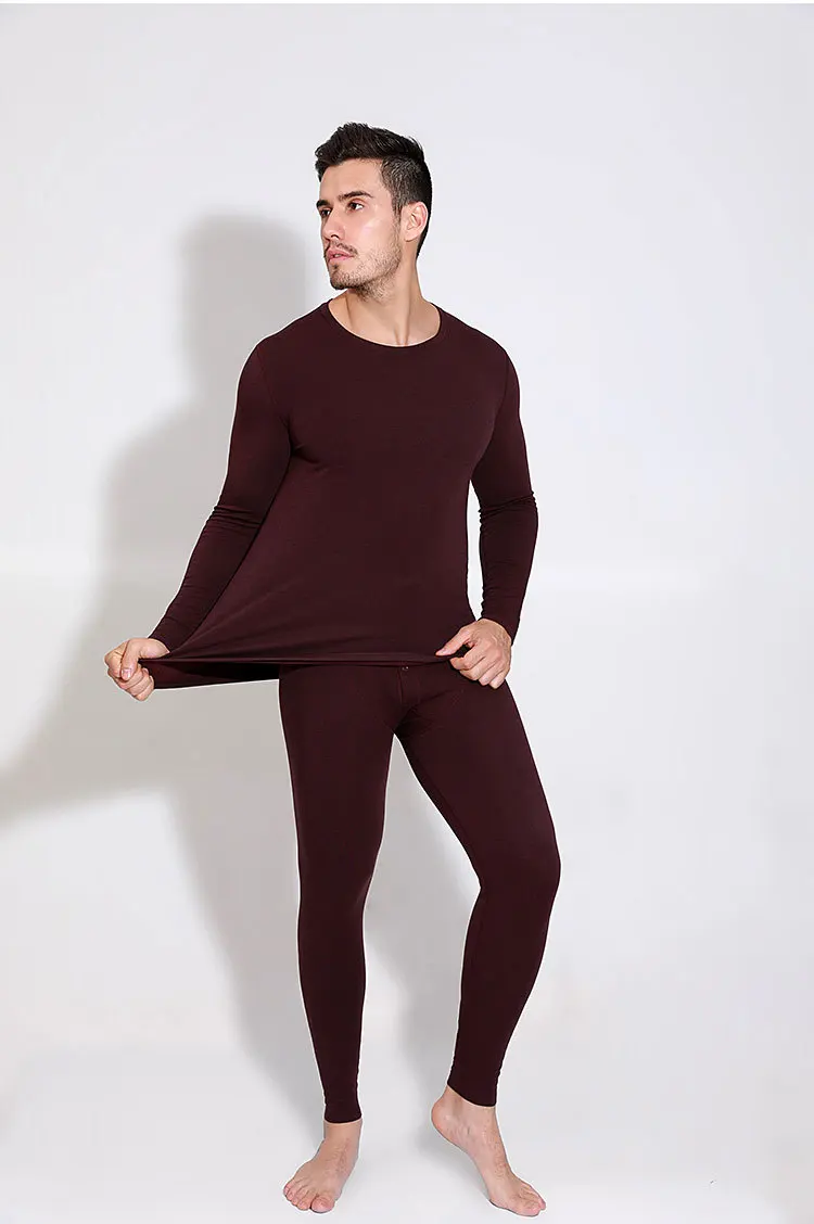 Комплект термобелья из джинсовой ткани, кальсоны, кальсоны с круглым воротником, мужское термобелье