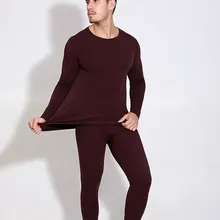 Комплект термобелья из джинсовой ткани, кальсоны, кальсоны с круглым воротником, мужское термобелье