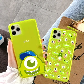 

Fluorescent yellow Cute Cartoon Phone Case for iPhone 11 Pro Max XR X XS Max 7 8 Plus Back Cover Transparent Fashion Soft Case