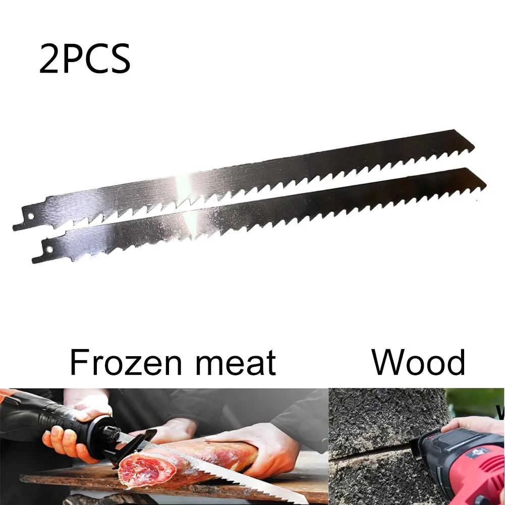 2Pcs 300mm Meat Bone Ice Cutting Reciprocating Saw Blade Stainless Steel 1