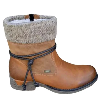Kids' Round-Toe Woolen Leather Boots 2