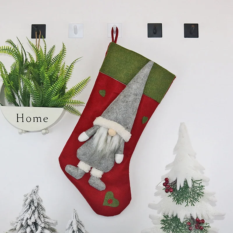 RD 1 Pcs Christmas Socks Stockings Pendant Cloth Ornaments Faceless Doll Boots Christmas Decoration For Party Home Supplies Gift - Цвет: RD