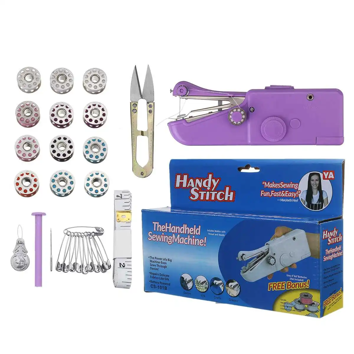 30pcs Portable Mini Hand Sewing Machine Household Cordless Electric Stitch Needlework Set for Quick Repairs DIY Clothes Stitchin