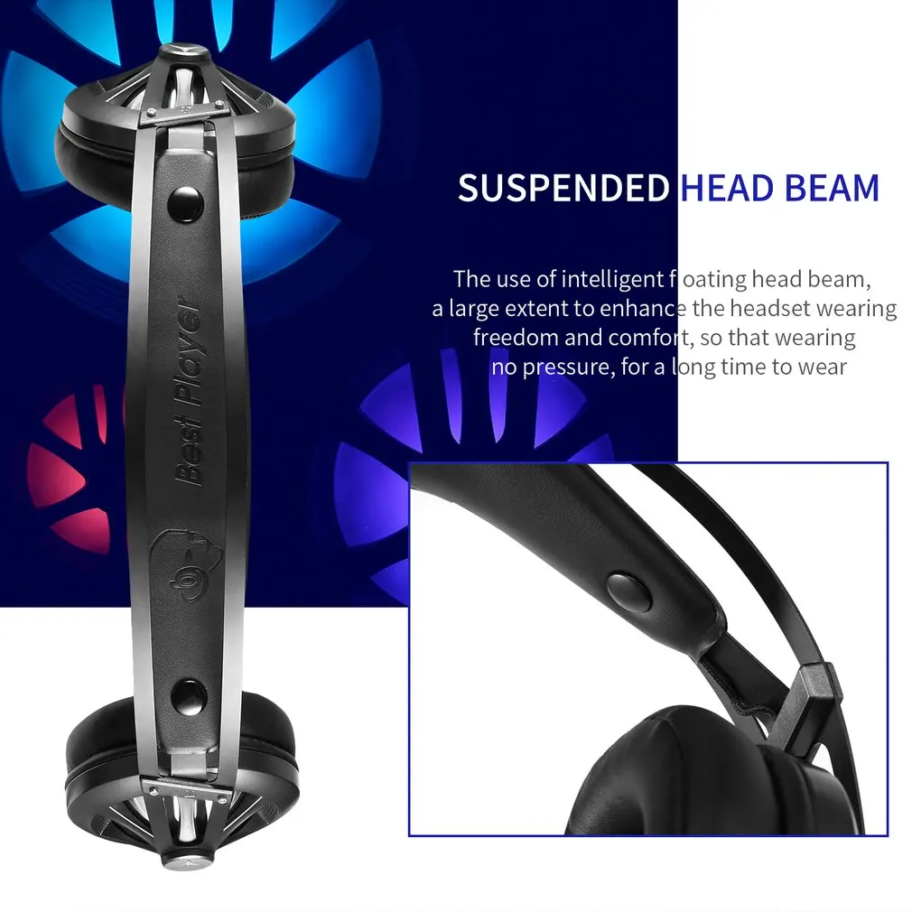 Gaming Headset Stereo Over ear Gaming Headphones with LED Light Built in Microphone Wired Game Earphones for PS4 PC Gamer