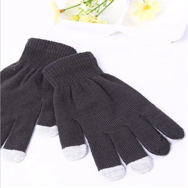 Зимние перчатки для женщин и мужчин унисекс вязаная теплая рукавица для разговоров и сенсорных экранов перчатки для мобильного телефона