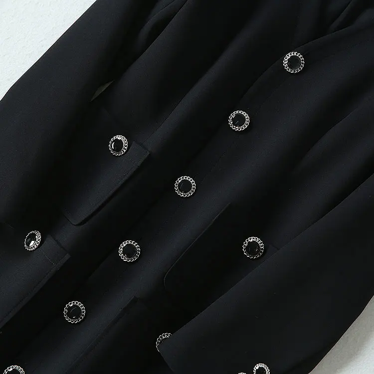 European Style New Arrival Autumn Runway Solid Dress Women Sexy Deep V Neck Fashion Button Bodycon Long Dress