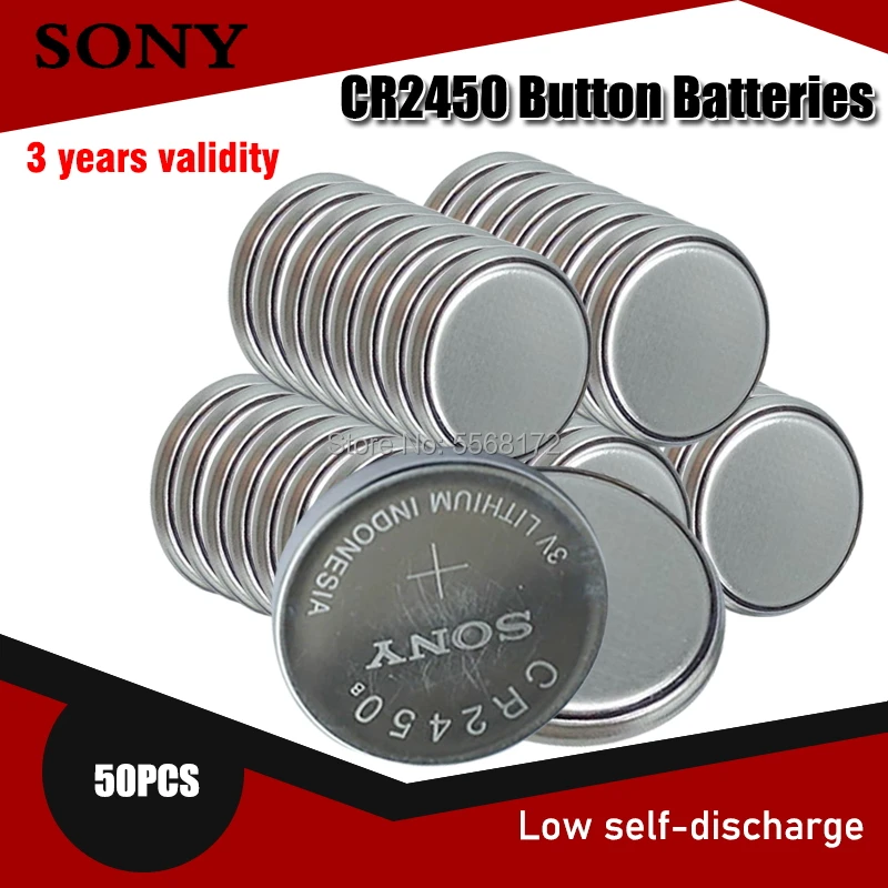 50 шт. 100% оригинал Sony CR2450 CR 2450 3V 550mah литиевые батареи для часы swatch ключи Шагомер