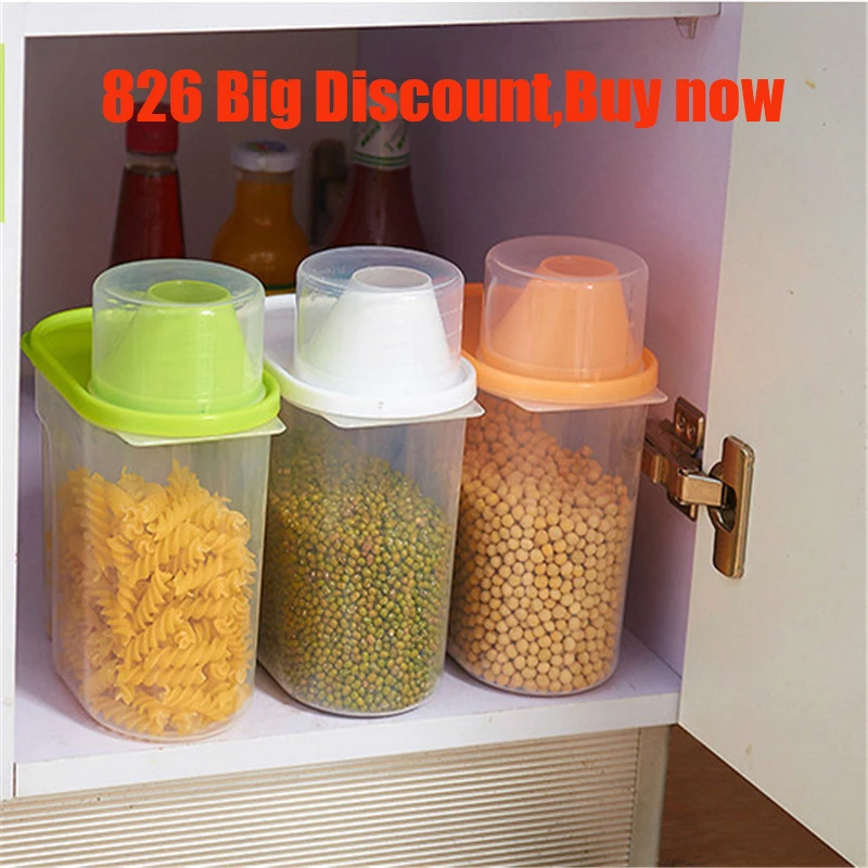 

1PC Plastic Food Storage Lattices Sealed Crisper Grains Tank Storage Kitchen Sorting Food Storage Box Container Dropshipping X