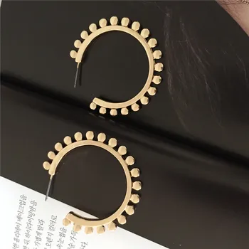 

Causal Basic Item Gold Color Plating Varies Shape Hoop Earrings For Women Girl Unique Special Daily Wearing Accessories