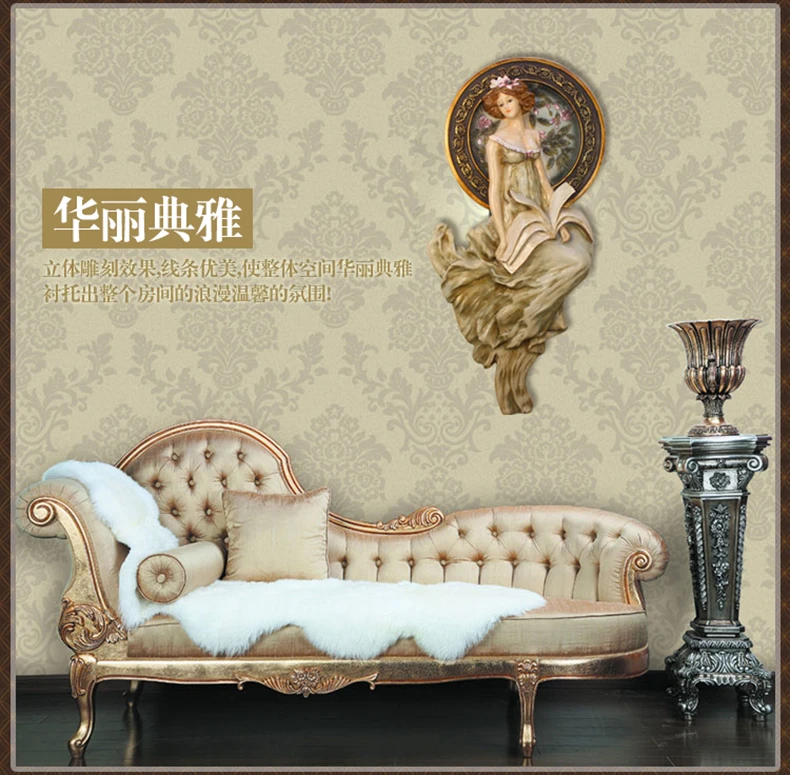 Luxury Living Room Wall Decoration European Resin Ornaments Artwork Statue Corridor 3D Hanging Sculpture Murals