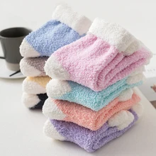 Лоскутные пушистые конфеты теплые женские зимние Kawaii толстые повседневные женские носки пушистые теплые носки короткие милые хлопковые махровые носки женские