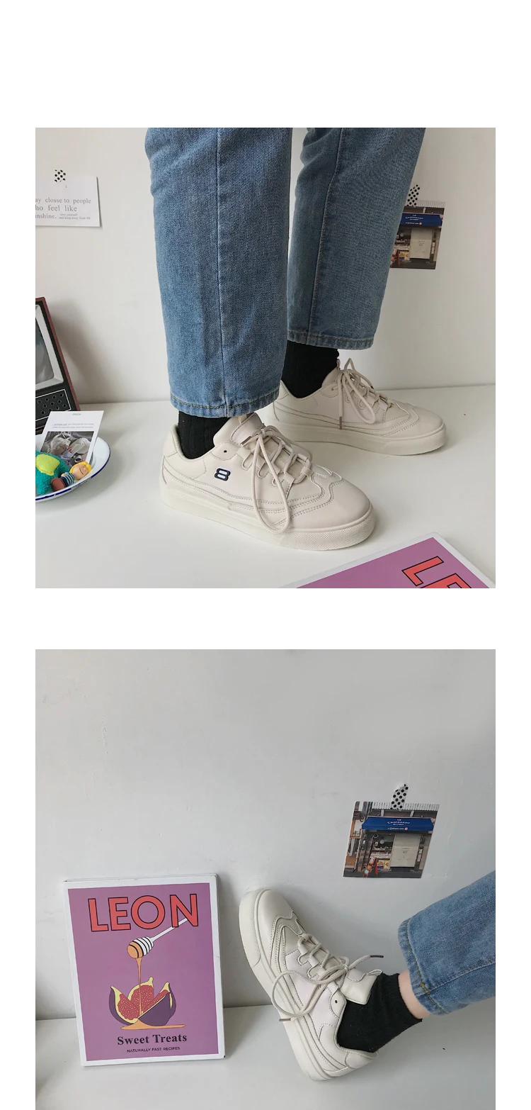 Кожаная однотонная обувь; женская обувь; коллекция года; сезон весна; Корейская версия; обувь Torre Ulzzang Harajuku Super Fire Ins; кроссовки