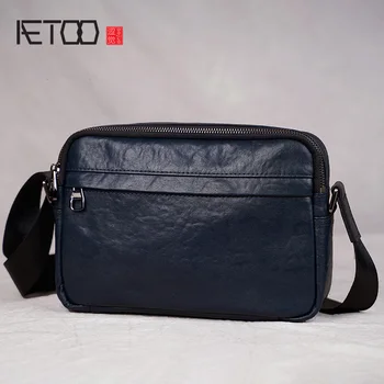 

AETOO Simple men's leather shoulder bag, soft leather messenger bag, casual fashion top layer leather messenger bag