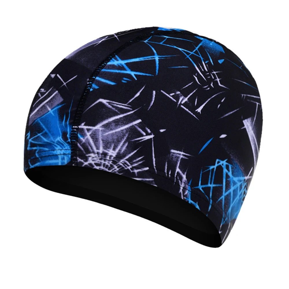 Sfit Men & Women Free Size Elastic Waterproof PU Swim Cap Fabric Protect Ears Long Hair Sports Swim Pool Hat Diving Swimming Cap