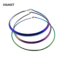 Цветной воротник из нержавеющей стали, женское ожерелье, колье, бижутерия, цепочка в виде змеи, браслет, набор, подарки для девочек 4-8 мм