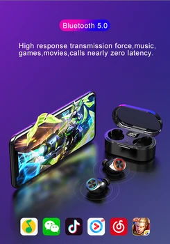 

5.0 Earphone Sports Stereo Headset TW80 TWS Wireless Headphones Bluetooth For iOS/Android Phones LED Display Touch Control
