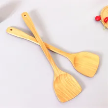 Натуральная бамбуковая деревянная удлиненная Лопата антипригарная металлическая кулинарная лопатка Ложка деревянная ложка для риса лопатки для вока кухонные принадлежности NS4
