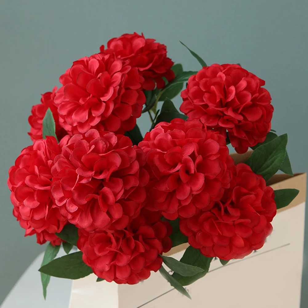 Living Room With Leaves Wedding Crafts Desktop Artificial Flowers Home Decor Party Table Office 10 Heads Cloth Fake Hydrangea