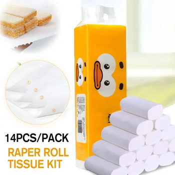 

14 Rolls/Lot Thickened Toilet Roll Paper 4 Layers Home Bath Toilet Roll Paper Primary Wood Pulp Cleaning Tissue Rolling