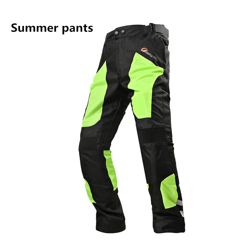 Для мужчин и женщин мотоциклетная куртка брюки лето зима Мотокросс профессиональный водонепроницаемый теплый защитный костюм одежда JK-40 - Цвет: Summer Pants- Green