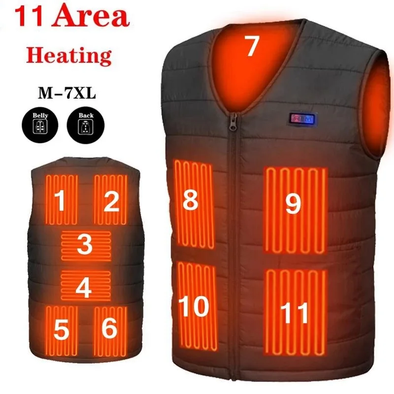 11AreaHeatingVestMenWomenCasualVneckUSBHeatedVestSmart