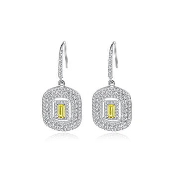 

MetJakt S925 Sterling Silver Inlaid Citrine Fashion Exquisite Women's Ear Pendant