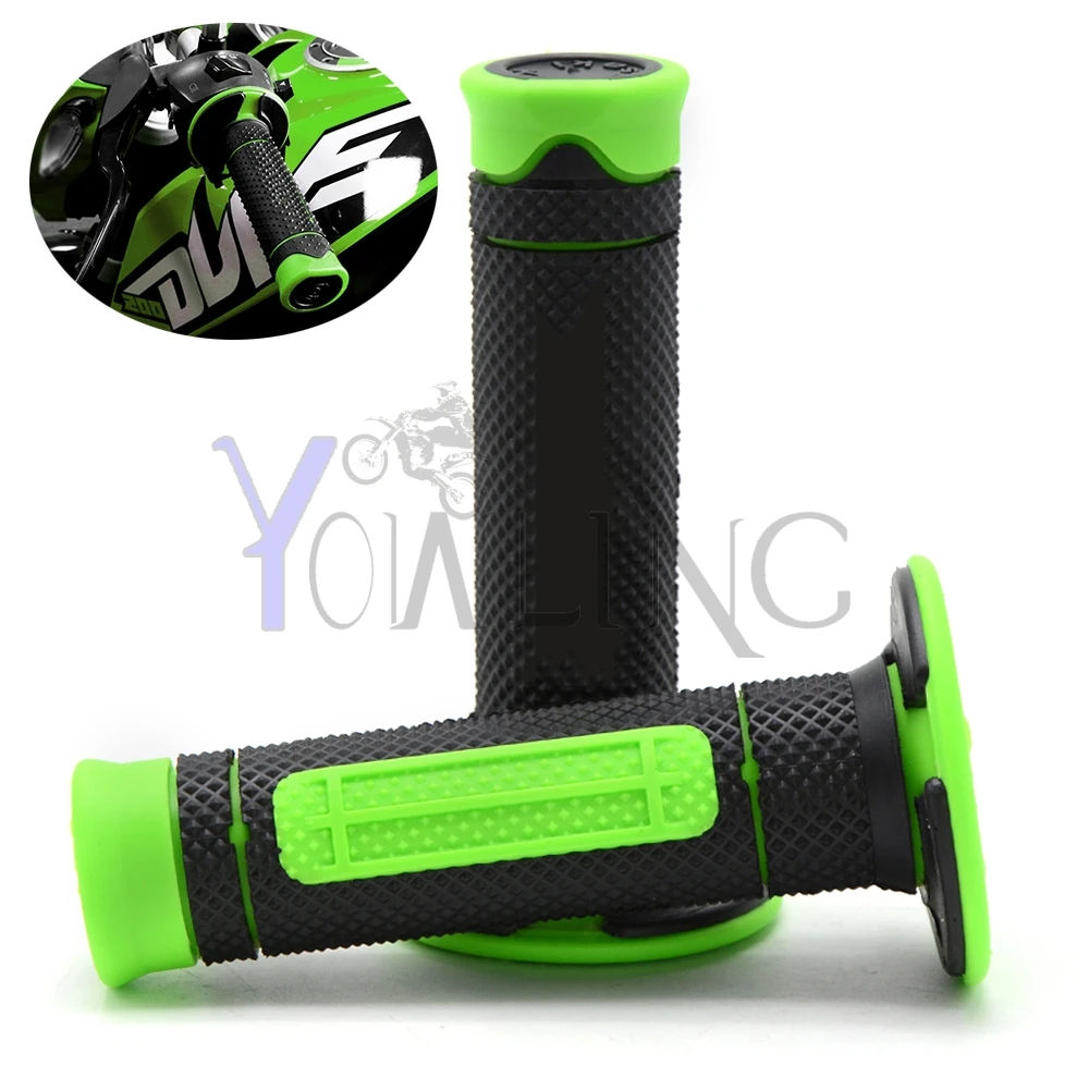 Motorcycle Dirt Bike Rubber Brake Hand grips For Kawasaki KLR650 KLX110 KLX110L KLX125 KLX140 KLX140L have Kawasaki Logo