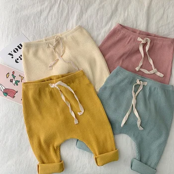 

2020 autumn baby cotton leggings for boys and girls pitted rope pants