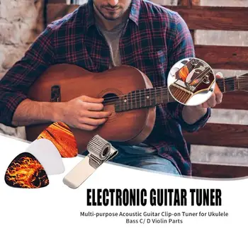 

Hot Sale Guitar Pick Wear-resistant Portable Rotatable Clip-on Guitar Tuner Ukulele C/ D Violin Bass Foldable LCD Tuners